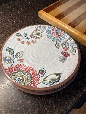 Crate&Barrel Tan Dinner Plate with Branded Marking